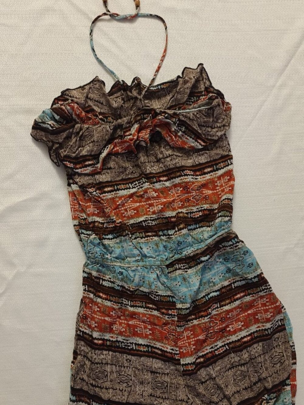 Love Couture Multicolor Tribal Print Halter Romper